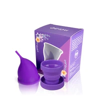 

2 in 1 FDA Certified 100% Medical Silicone Menstrual Cups,Reusable Fold Copa Menstruation Cup