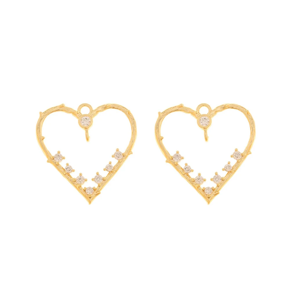 

Jewelry Accessories Cordial Design 20Pcs 19*20MM Jewelry Accessories Earring Findings Heart Shape Genuine Gold Plating Hand