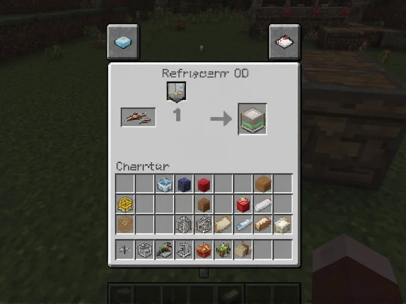 Pam's HarvestCraft refrigerator block in Minecraft inventory