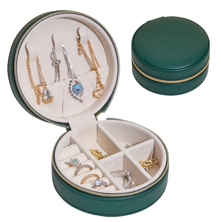 

Portable Leather Jewelry Box Travel Storage Organizer For Necklace Bracelet Earring Ornaments