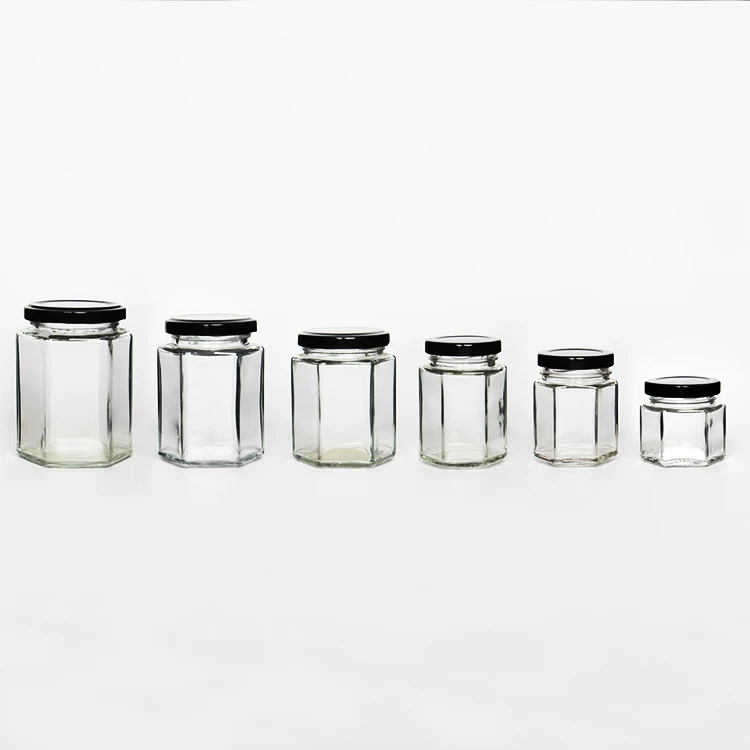 

Vanjoin 1.5 oz 45 ml Mini Hexagon Glass Honey Jar With Metal Lug Lid