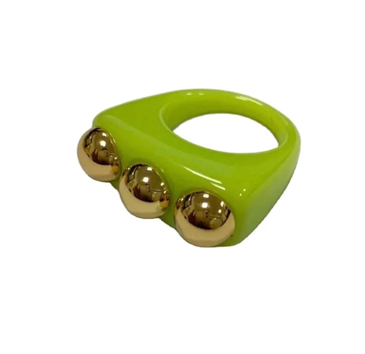 

New Resin Acrylic Geometric Square Rings Sets Gold Metal Ring for Women Jewelry Party Girls Gifts, 7colors