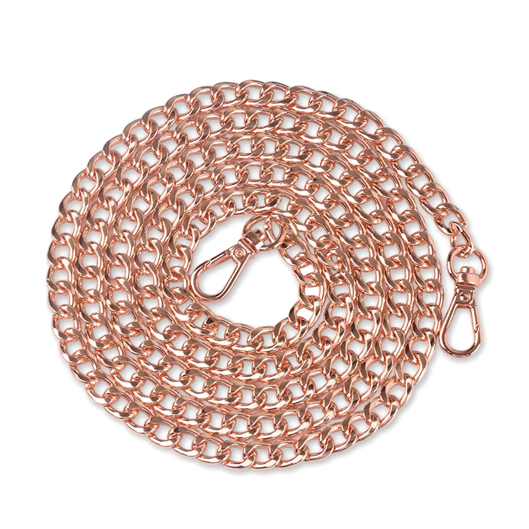 

Factory Price  Rose Gold Long Metal Chain, Handbag Chain with Snap Hook