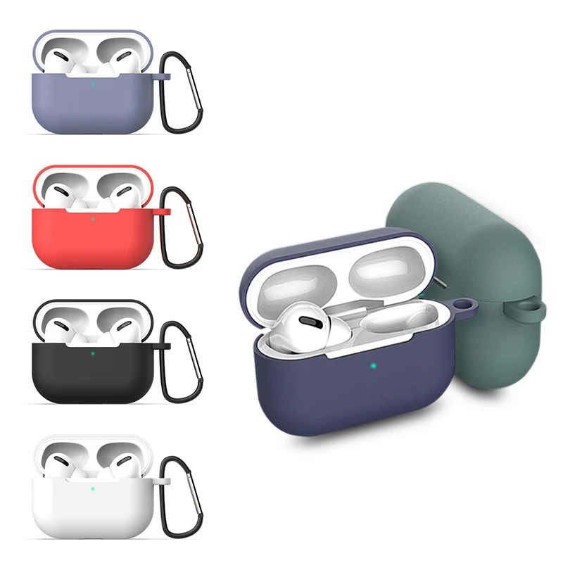 

3 in 1 Soft Silicone Case For Airpods Pro cute airpod cases TPU Cable Cord Holder Apple Airpods Pro Cover Box