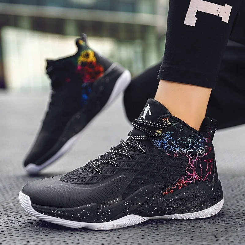 

Amazon High-top Breathable Woven Gradient Breathable Shock-absorbing Non-slip Basketball Shoes for Men Zapatos De Baloncesto