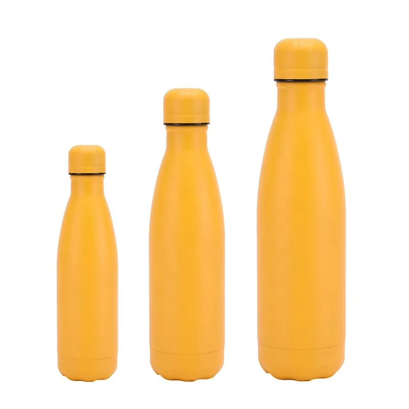 

500ml Food Grade Double Wall 304 Stainless Steel Vaccum Insulated cola shape fitness Water Bottles for Yoga, Solid, rubber paint, wood grain, marble grain, starry sky