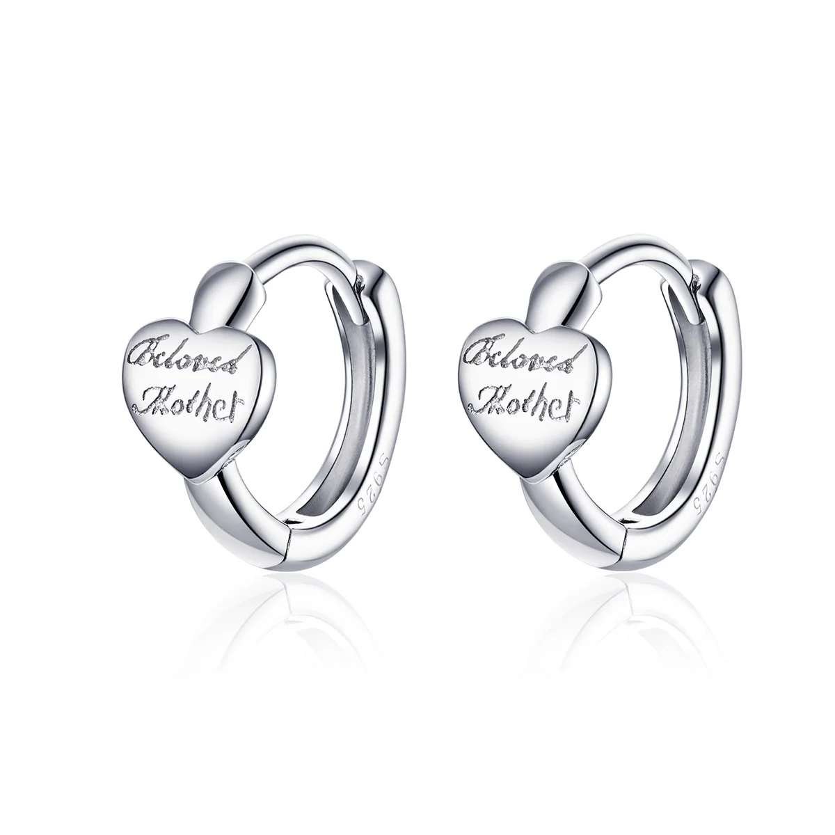 

Maternal love heart earring girls gift 925 silver sterling hoop earring