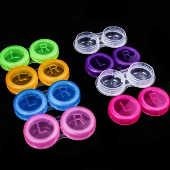 

Glasses Cosmetic Contact Lens Box Portable Lens Case Double-box Eye Care Box Cosmetic Travel Kit Holder Eyewear Bag Random Color, Picture