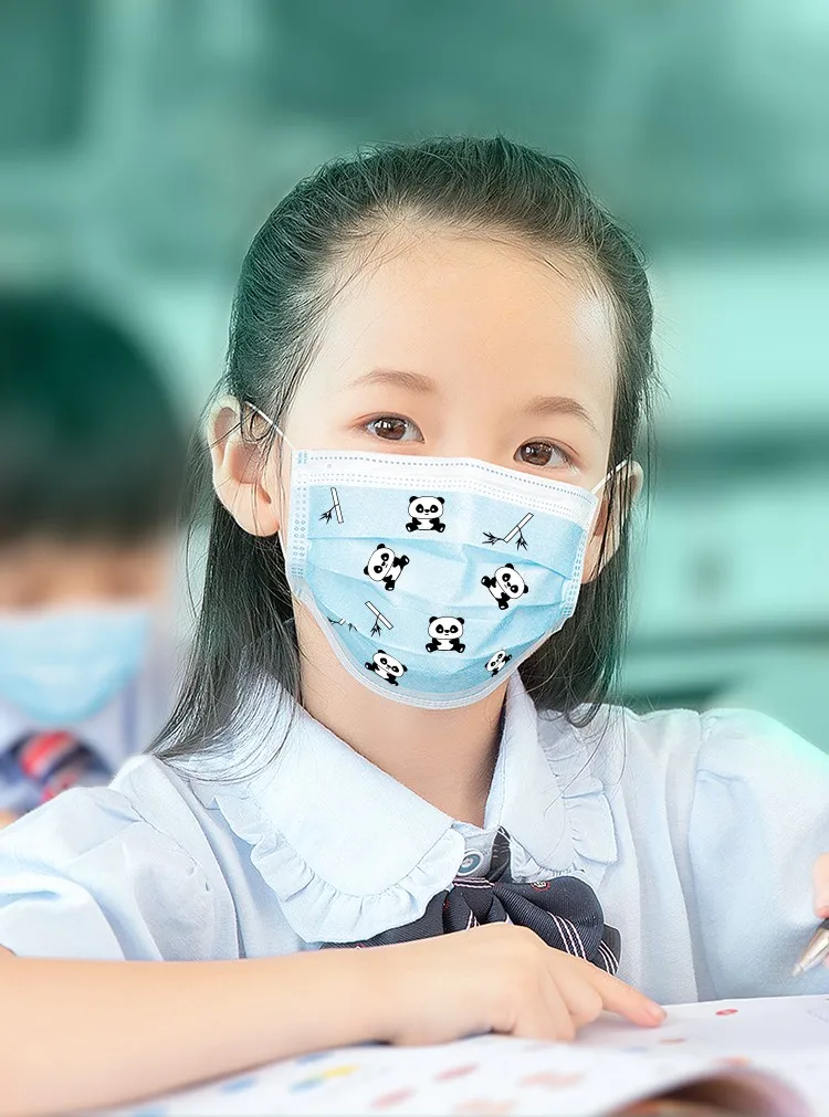 儿童蓝色设计的女孩面具儿童防护面具制造商从中国一次性儿童口罩