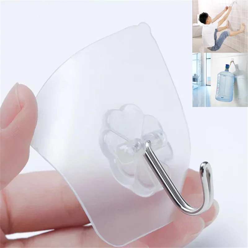 

Custom PVC Modern door coat Decorative Transparent Plastic Strong traceless Self Adhesive suction sticky Hanger Wall Hook