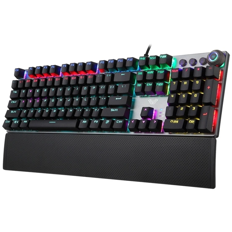 

Wholesale AULA F2088/F2058 108 Keys Mixed Light Mechanical Blue Switch Wired USB Gaming Keyboard with Metal Button