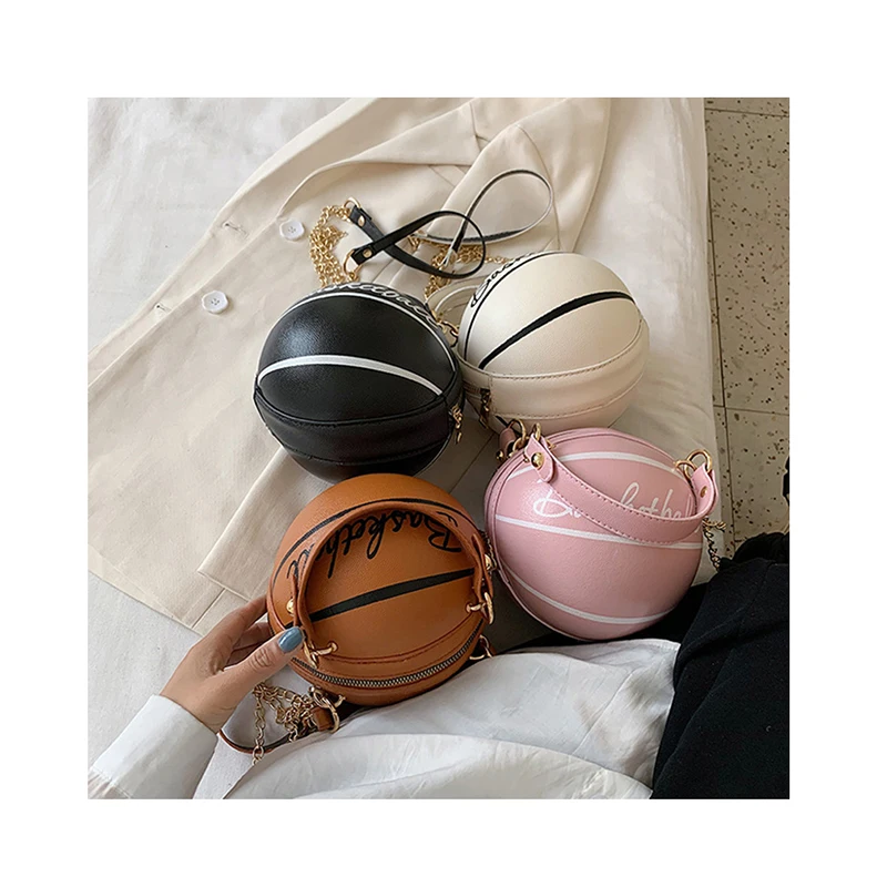 

Small Personality basketball Hand Bag Fashion Women Chains Handbag Letter Shoulder Messenger Bag Female Mini Round Tote