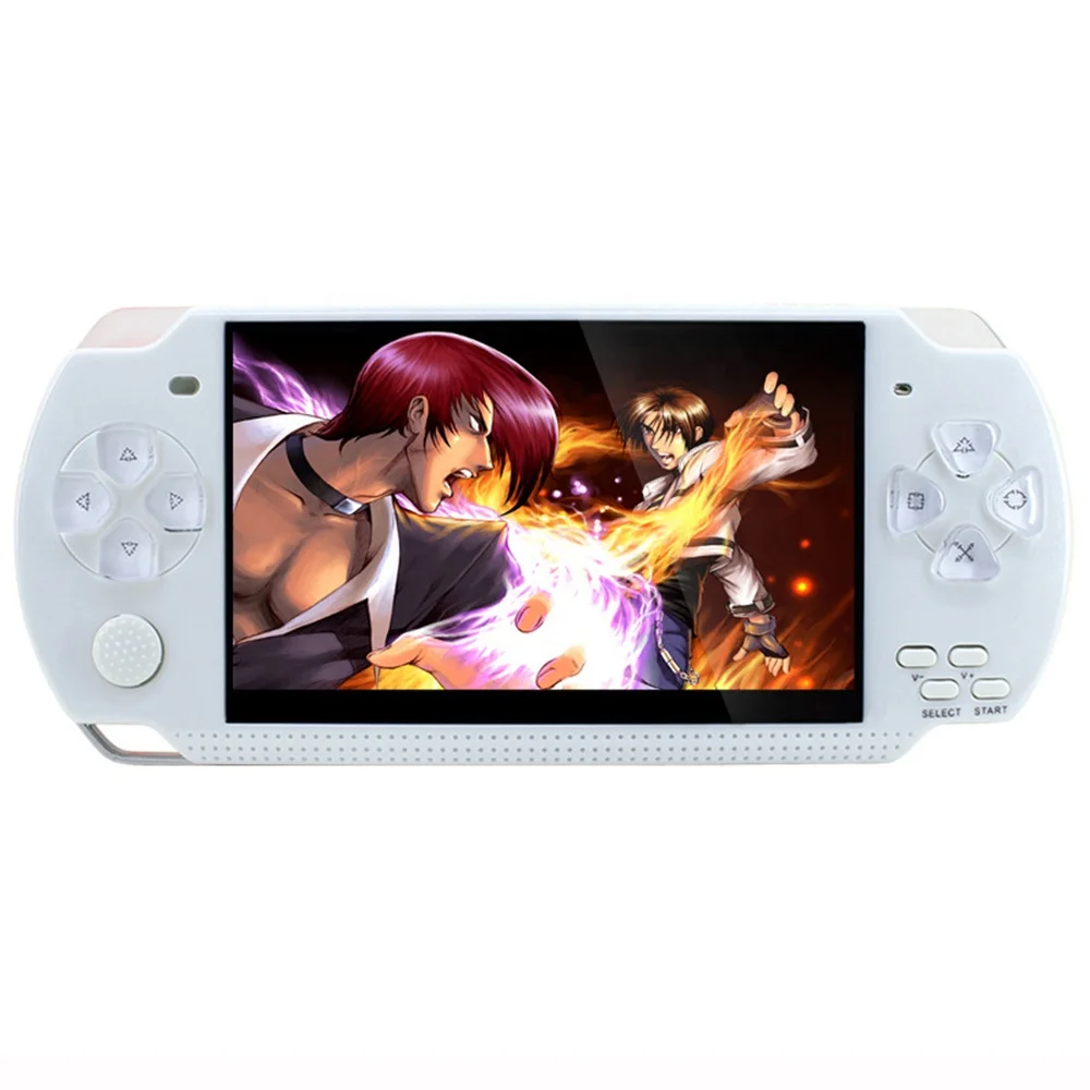 

Handheld Game Console 32bit 8GB 4.3Inch HD MP5 Game Console x6 FC Portable Handheld Game Player, White/blue/black