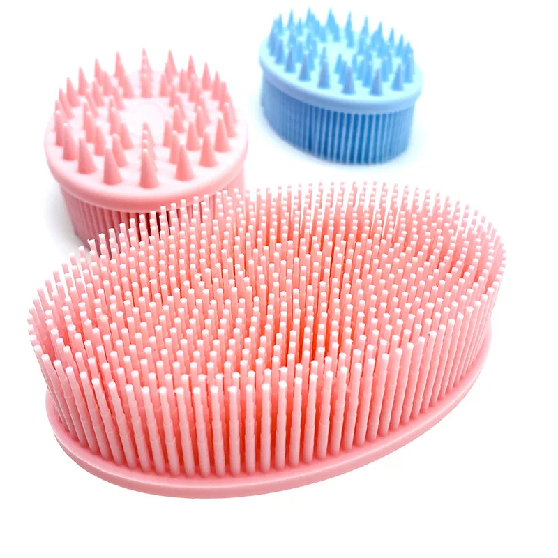 

Beauty Clean Silicone Body Brush Gentle Exfoliating Bath Spa Brushing Shower Bath Scrubber, Pink blue