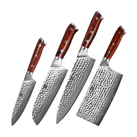 

Fangzuo 4 PCS Professional Kitchen Utility Knife Chef Knife Santoku Cleaver 67 Layers Damascus Steel Knives Set With wood handle