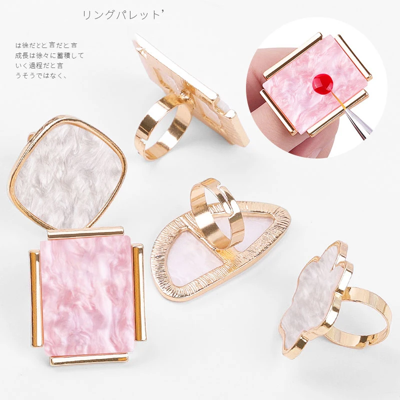 

Resin Stone Color Nail Polish Display Tool Mini Palette Marble Pattern Nail Art Ring Palette