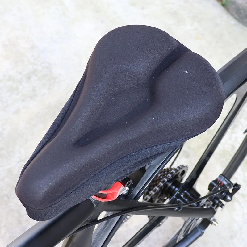 

2021 New Design Bicycle Saddle Seat Cover Quick Gel Release Thick Silicone Cushion Mountain Road Bike Outdoor Cycling, Black