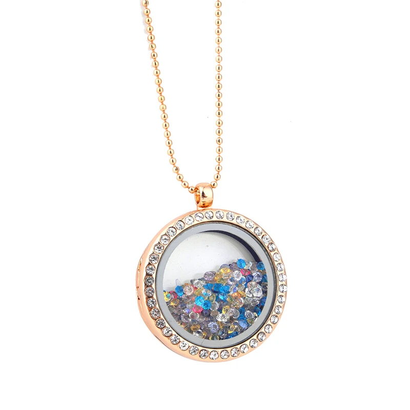 

Best Gift Crystal Photo Locket Glass Pendant Necklace Women