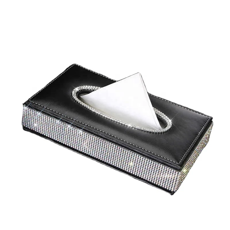 

Car Tissue Box Storage Towel Sets Bathroom Auto Room Sun Visor Towel Box Holder PU Leather Tissue Box with Luxurious Cover