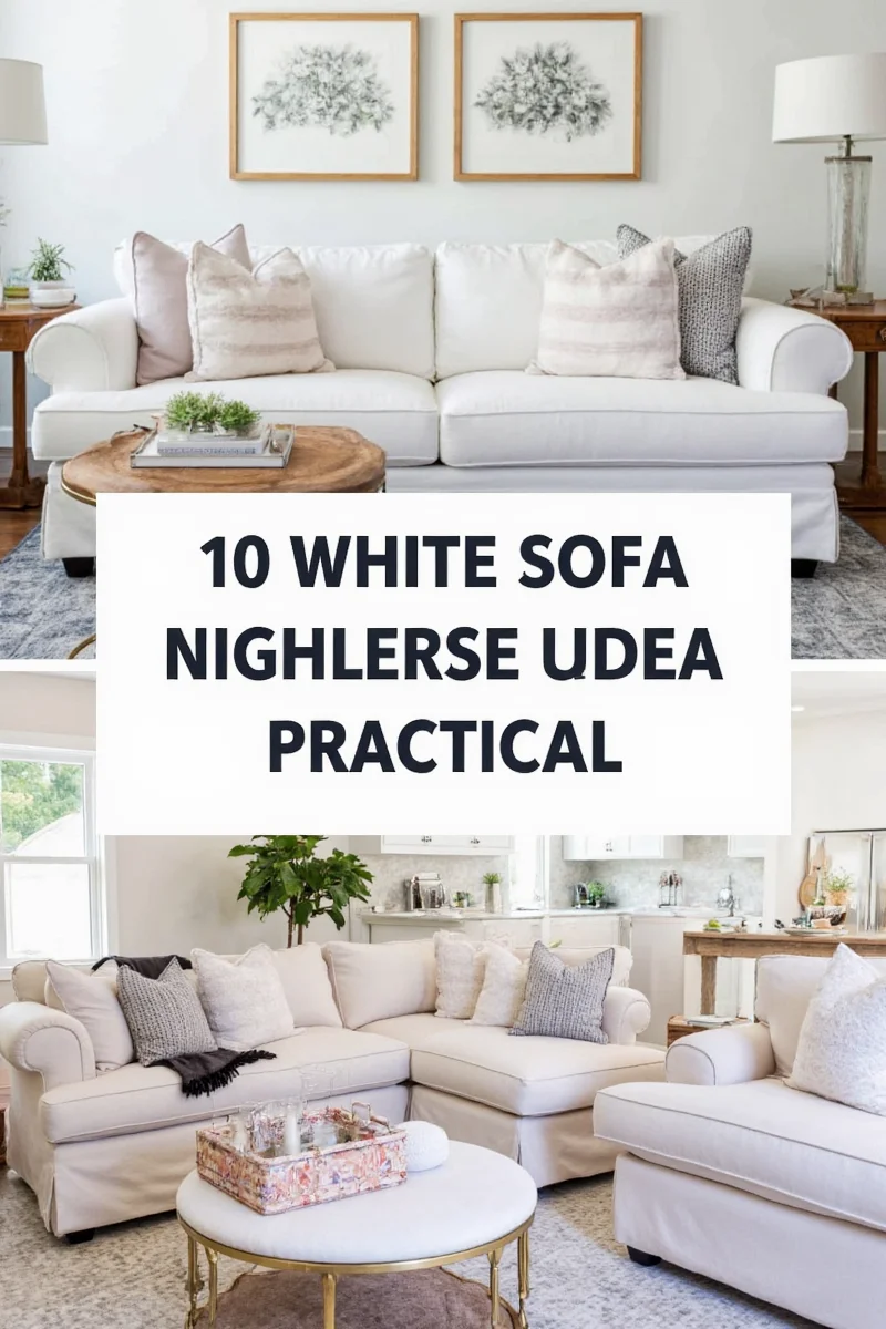 Neutral-toned living room with white sofa