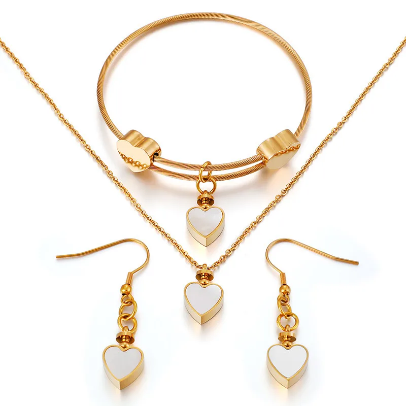 

Qings Wholesale Women Plane Heart Pendant Earring Necklace Set Stainless Steel