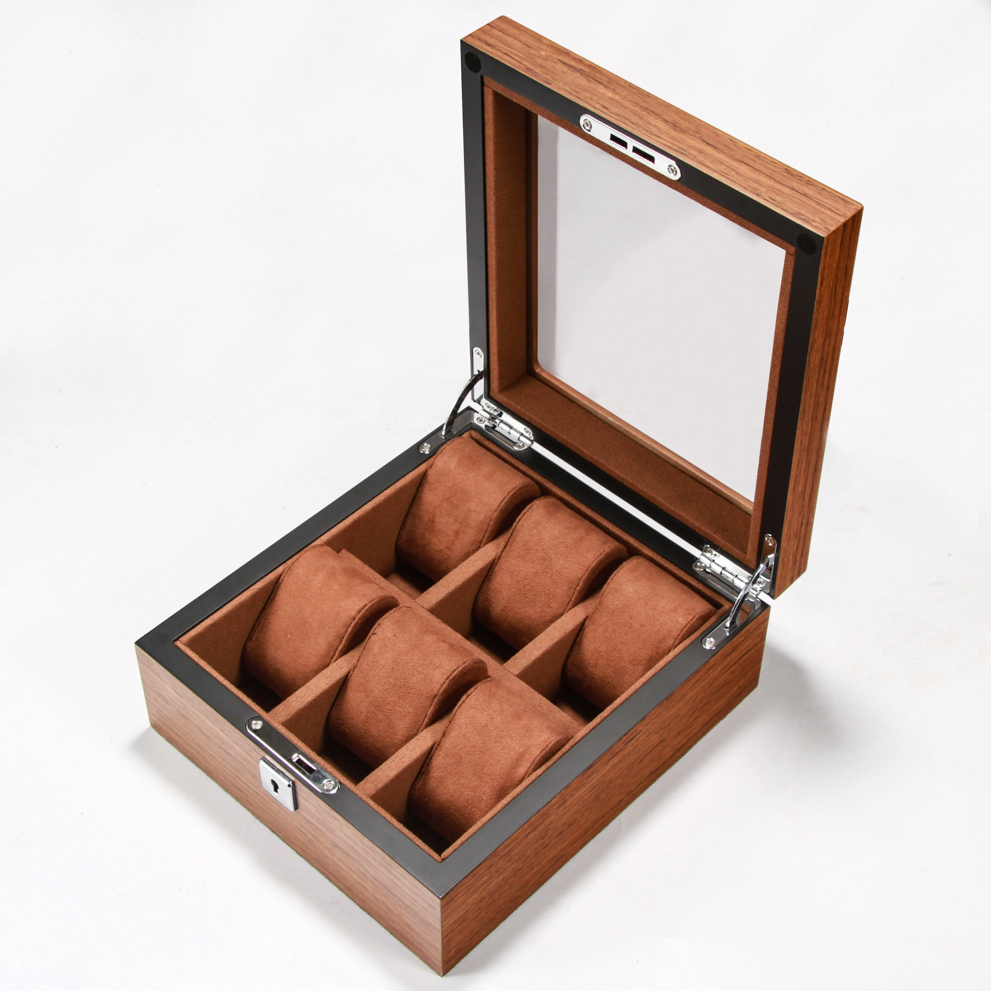 

2020 hot selling high quality 6slot watch box brown wooden display watch cases