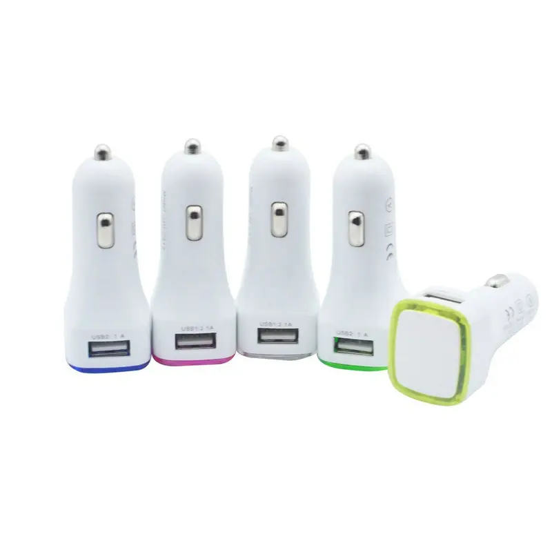 Dual 2.1A 2 Port USB Car Charger Adapter with LED Light Lot of 6 Units 
