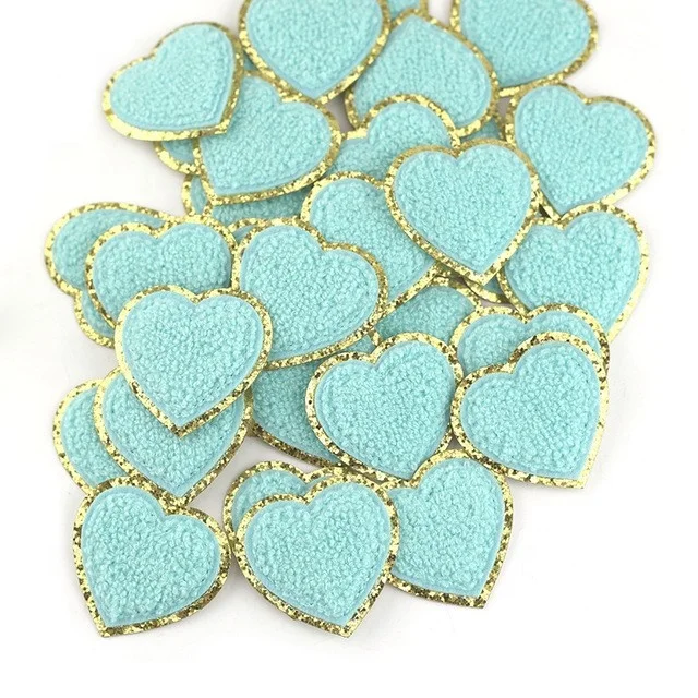

Hot Sale Chenille Heart And Letters Custom Design 3D Iron On Embroidery Chenille Alphabet Glitter Patch For Makeup Bag, Pink/white/black/blue/yellow/purple
