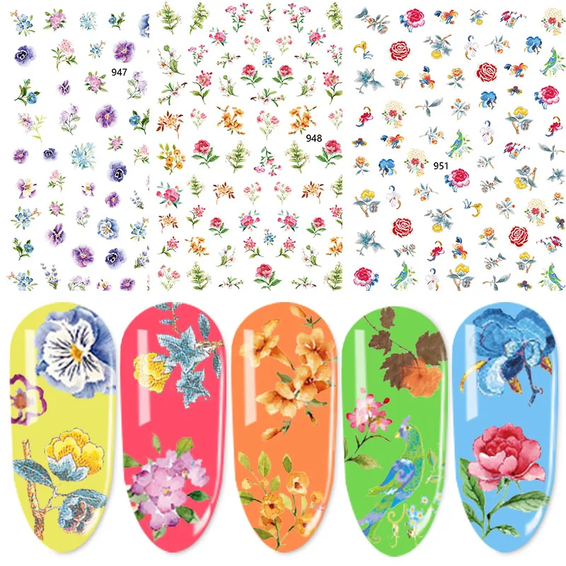 New floral rose nail stickers Nail flower stickers