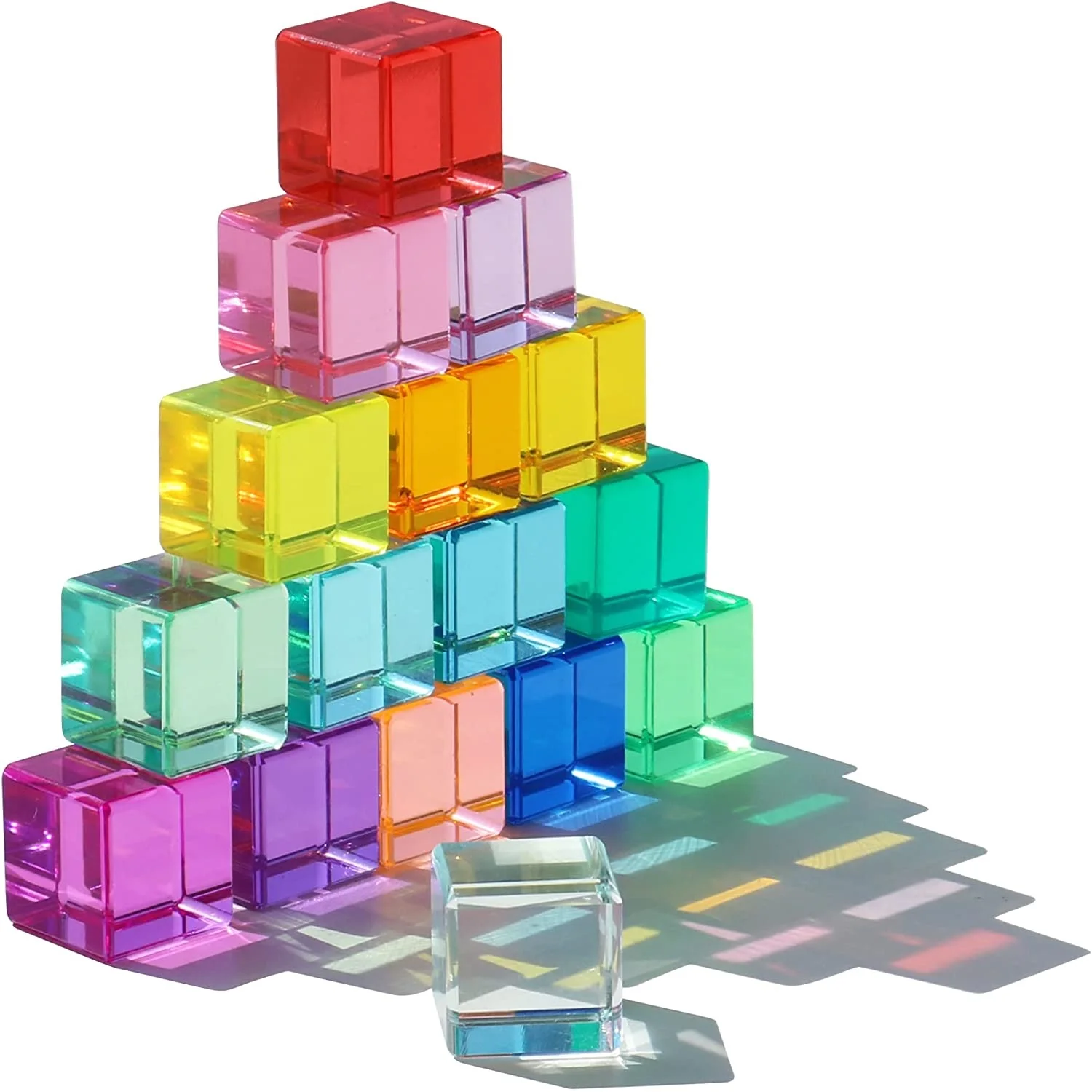 

Rainbow Acrylic Cubes Children Learning Color Light Shadow Toys Stacking Gem Blocks Sensory Building Blocks for Kids