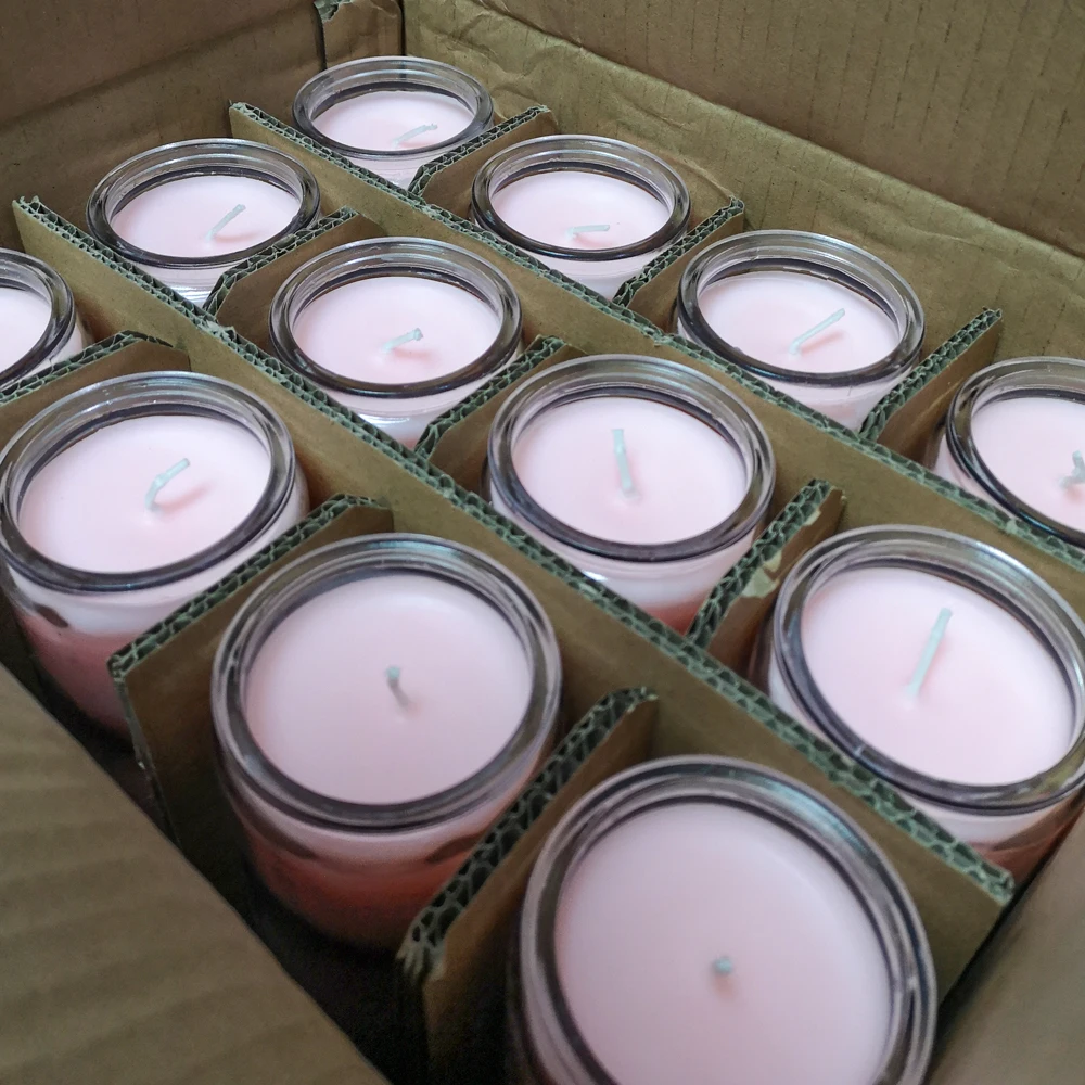 7 Day Colorful Glass Jar Religious Prayer Candle With Box Packaging