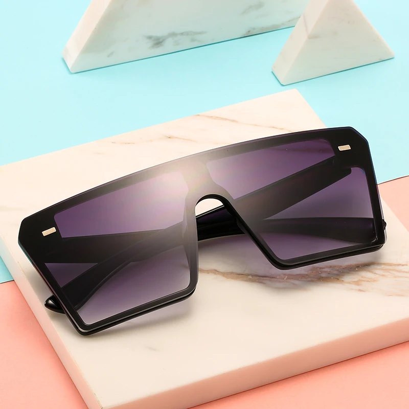 

EUGENIA Flat Top Lens Shades 2021 Vintage One Piece Lens Hot selling Female Square Women Oversized High Quality Sunglasses