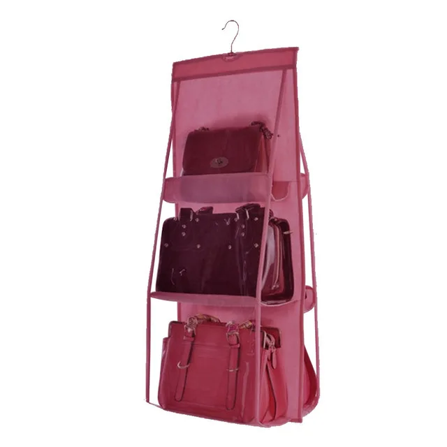 

6 Pocket Closet Door Wall Hanging Bag Organizer Wardrobe Transparent Storage For Handbag Shoes Organizer Sundries Pouch