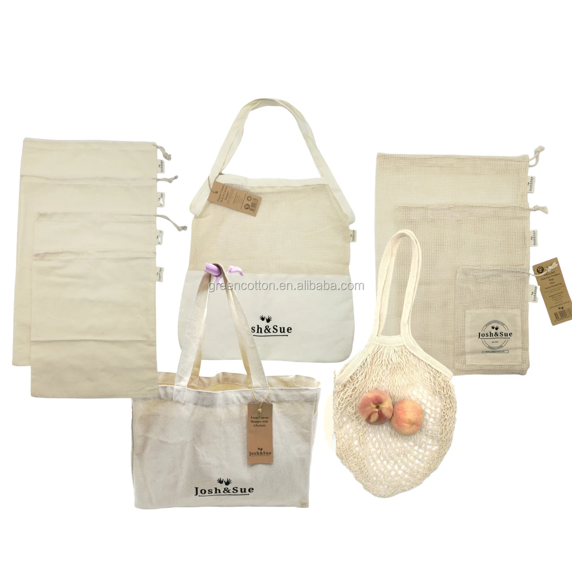 

Biodegradable Reusable Sustainable and Sturdy Organic Cotton Environmentally Wholesale Tote Net Mesh Shopping Produce Bag