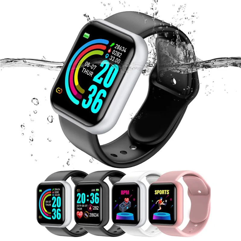 

Amazon Hot Selling Y68 D20 Smart Watch Men Women Waterproof Heart Rate Tracker Blood Pressure Oxygen Smartwatch for Men Weman, Black pink white
