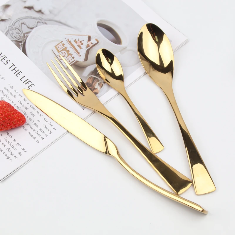 

High quality flatware set gold 304 stainless steel cutlery set with gift box