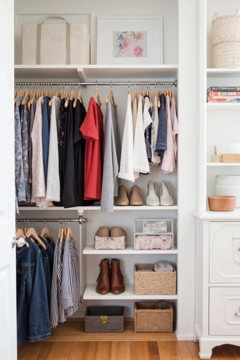 Inside closet door with hooks and organizers