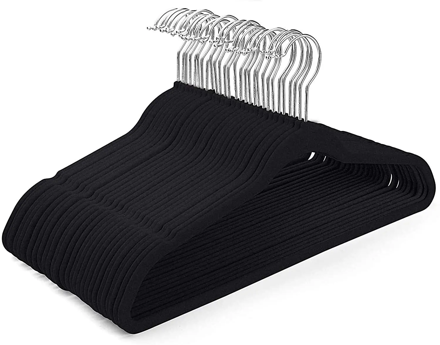 

wholesale Heavy Non Slip Felt Pants Space Saving Black Clothes Velvet Hanger for cloth