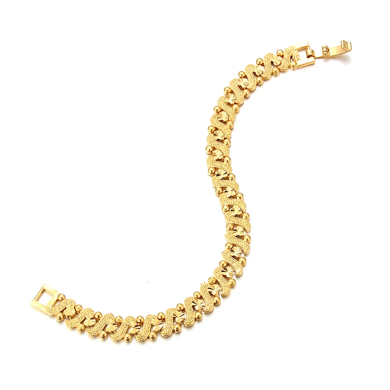 

Luxury fashion 24K gold plated S - shaped heart brass bracelet is not easy to fade jewelry bracelet