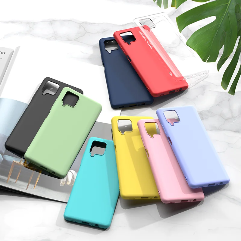 

2021 New High quality OEM ODM original pure color soft tpu jelly phone case back cover for Samsung Galaxy A12 a32 s21 s30 Case, Black,dark blue,red,mint green ,translucent,pink