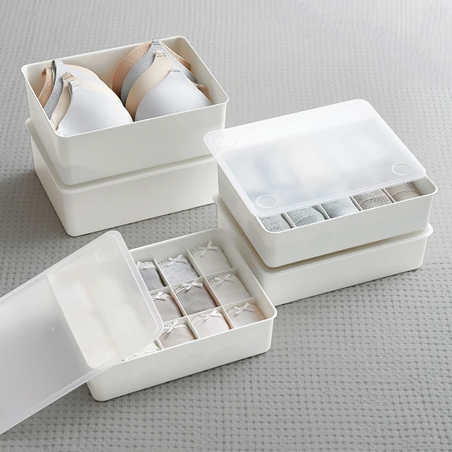 

SHIMOYAMA Custom socks organizer Cloth drawers Plastic Creamy White Underwear Storage Box with 15 dividers