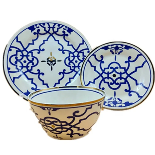 

Discount European Classical Gold Flower Ceramic Dinnerware Plates With Phnom Penh, Blue