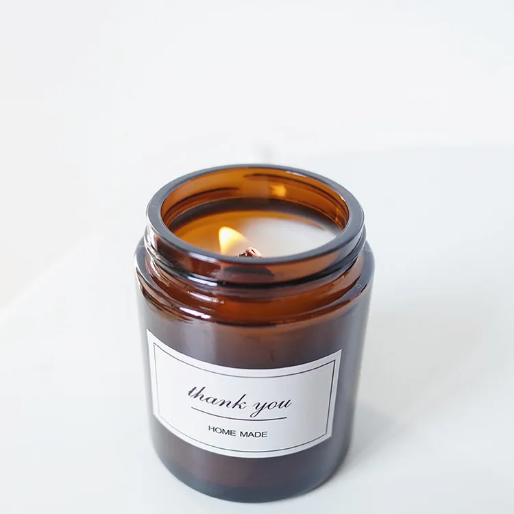 
hot sell 100ml 200ml amber cylindrical glass jar for scented candle 
