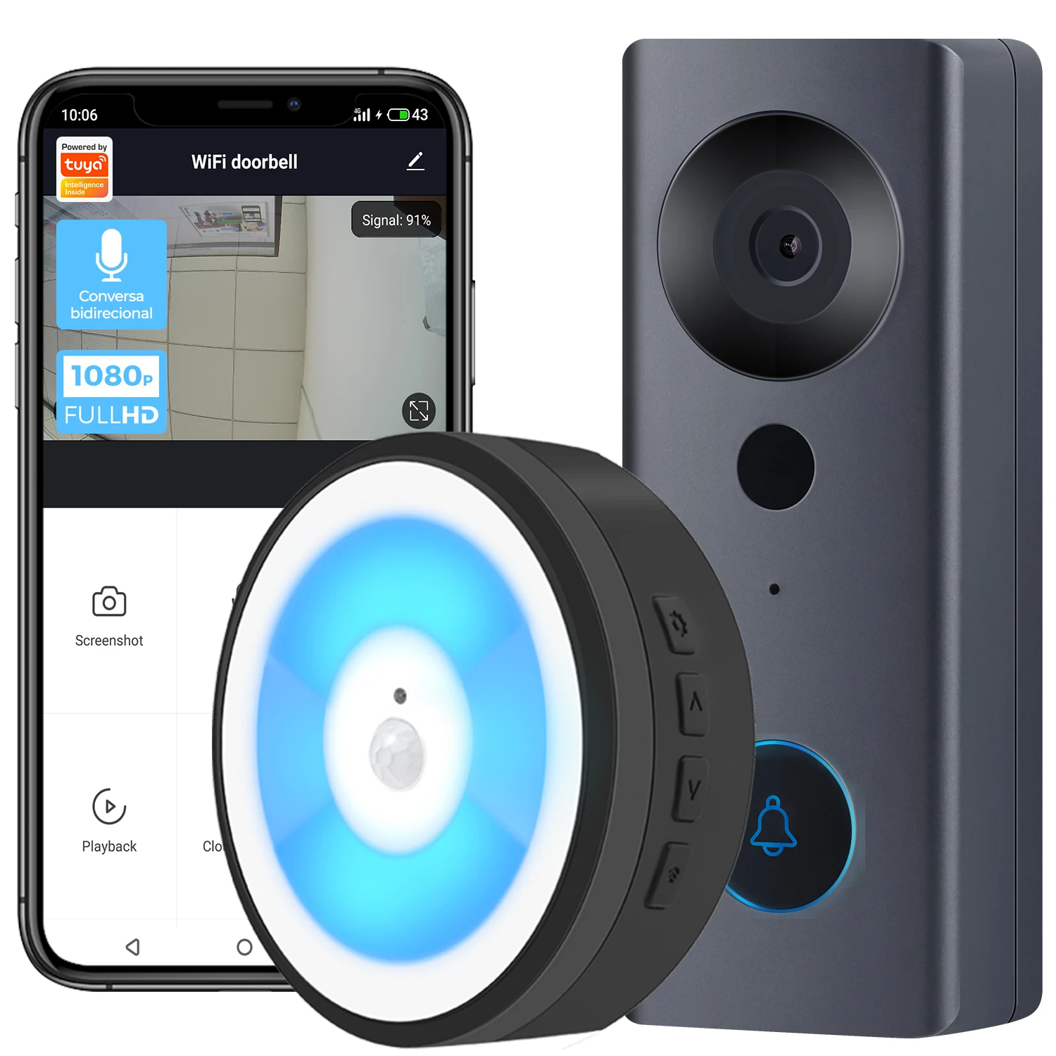 

Tuya 1080P HD video WiFi doorbell camera outdoor Night Vision Video Intercom Home Monitor Door Phone Voice IP55 waterproof