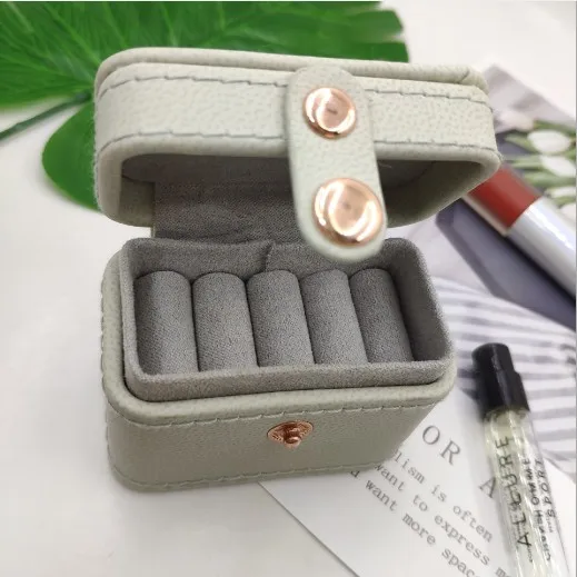 

Luxury multiple use flannel + PU jewelry box for ring necklace bracelet, Grey