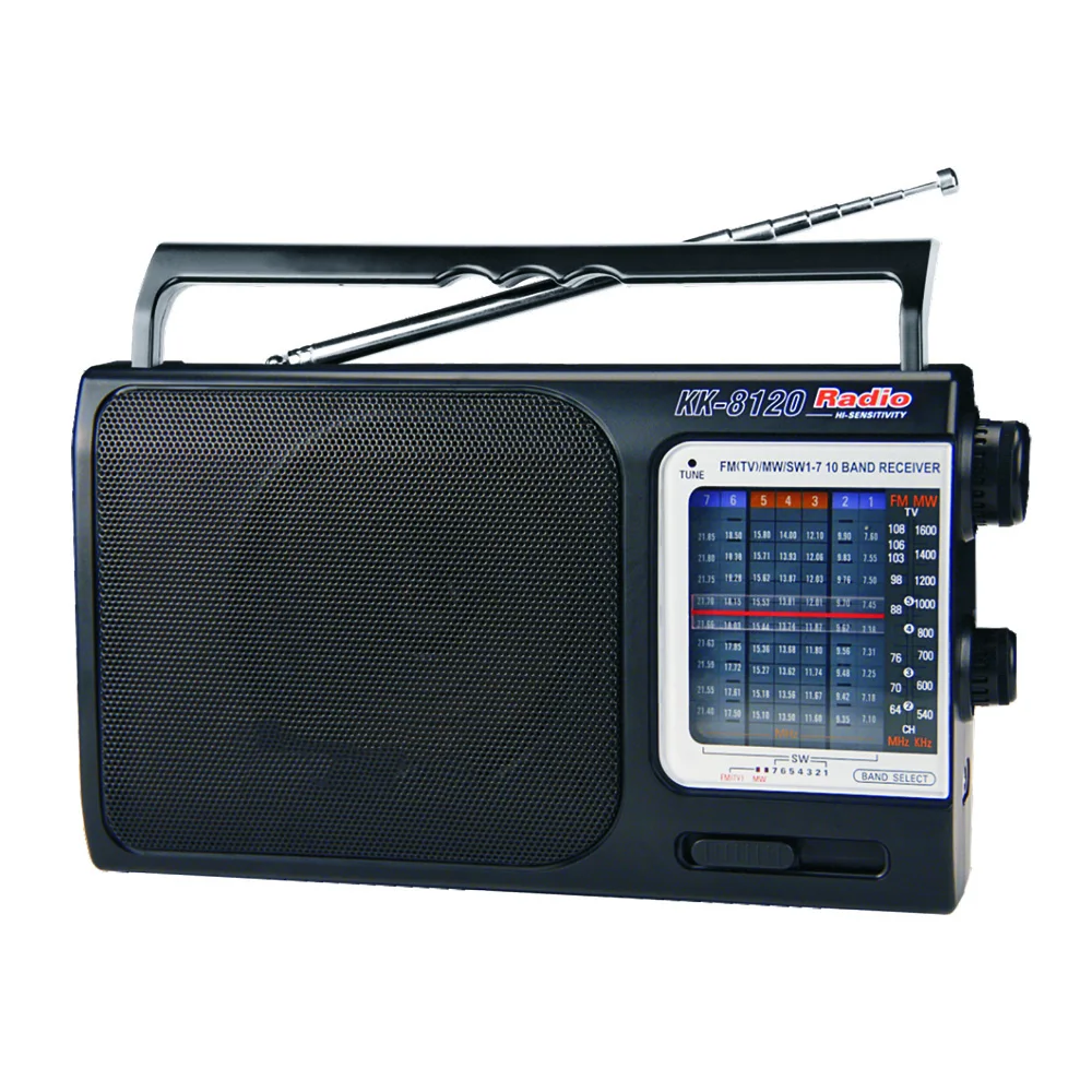 

Hi-Fi Big Power 10 Band Radio Multi Function SW TV FM AM Wave Radio Receiver 360 Antenna Strong Signal Reception, Black