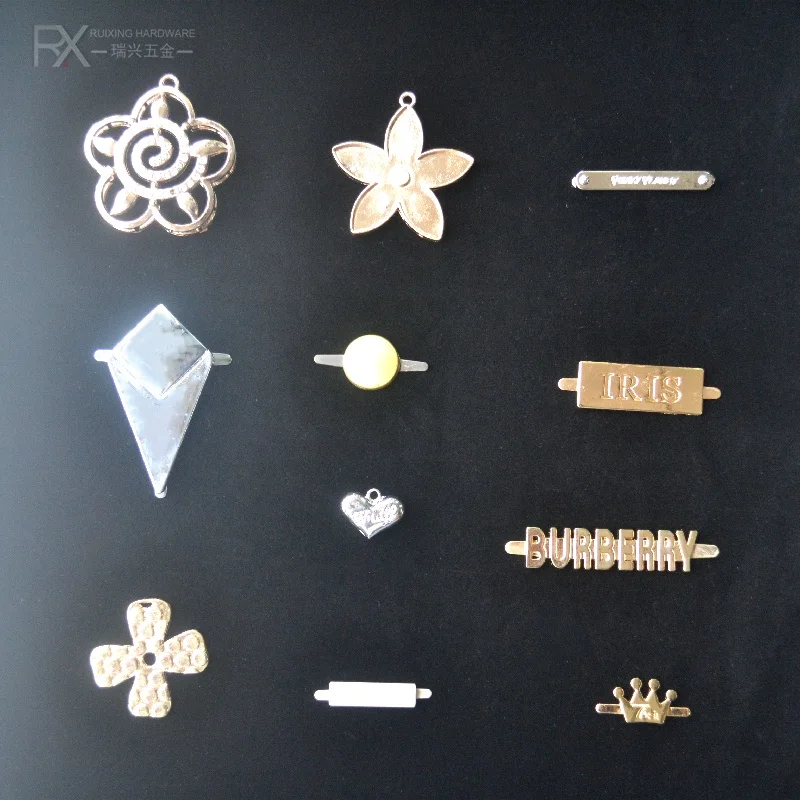 

Custom logo label zinc alloy plate trademark diamond decorative bag buckle engraving name tag for handbag clothing accessories