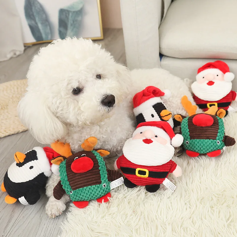 

Amazon Hot Sale Christmas Dog Rope Squeaky Plush Chew Toy Interactive Stuffed pets toys