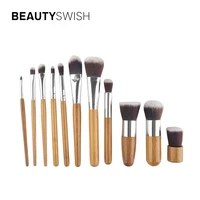 

11 Pcs Bamboo Handle Makeup Brush Private Label Professional Makeup Brushes Set Brush Kits with Cotton Bag