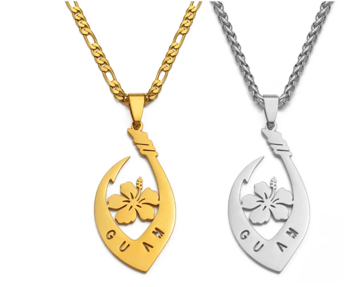 

New Stock Arrival Minimalist Guam Hibiscus Flower Charm Necklace 18k Gold Plated Stainless Steel Jewelry Nickel Free Necklace